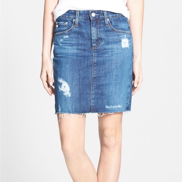 ADRIANO GOLDSCHMIED The Erin Pencil Skirt Distressed With Raw Hem, AG - Picture 8 of 9